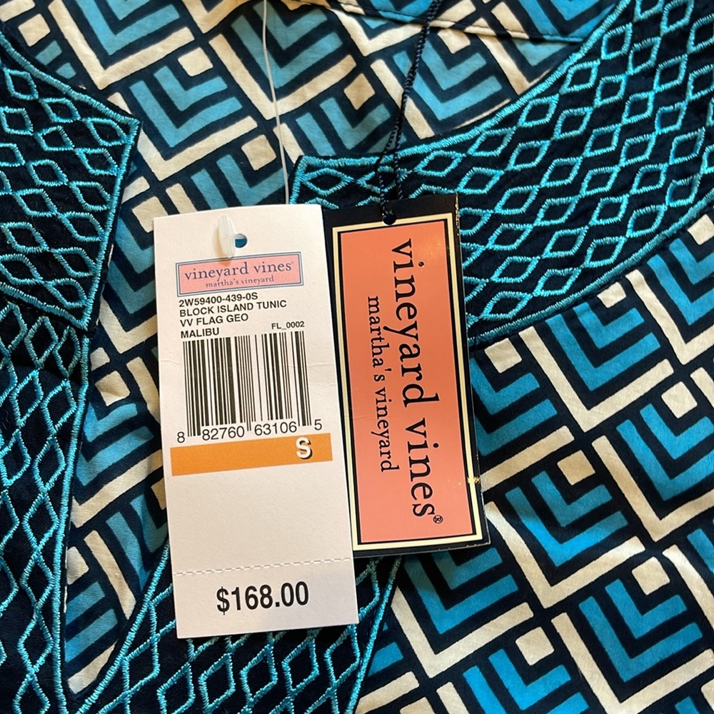 Vineyard Vines Block Island Tunic VV Flag Geo-Malibu size Small NWT - Picture 6 of 8
